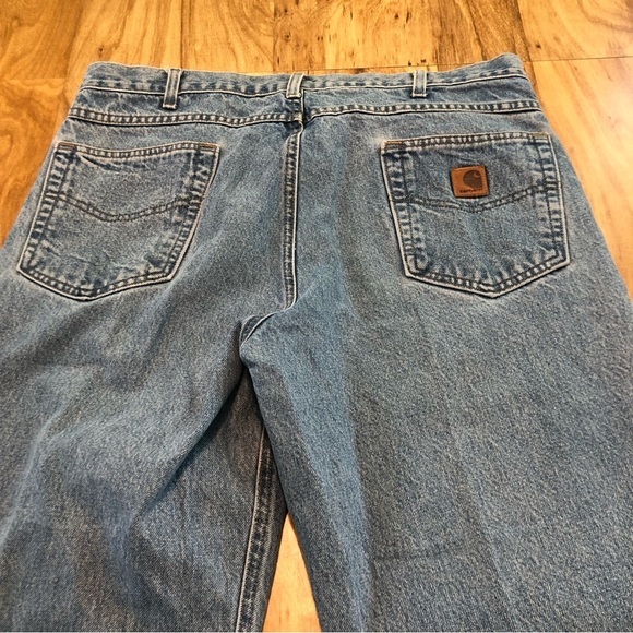 Carhartt Mens Relaxed Fit Blue Denim Work Pants Jeans 38x32 - Picture 8 of 11